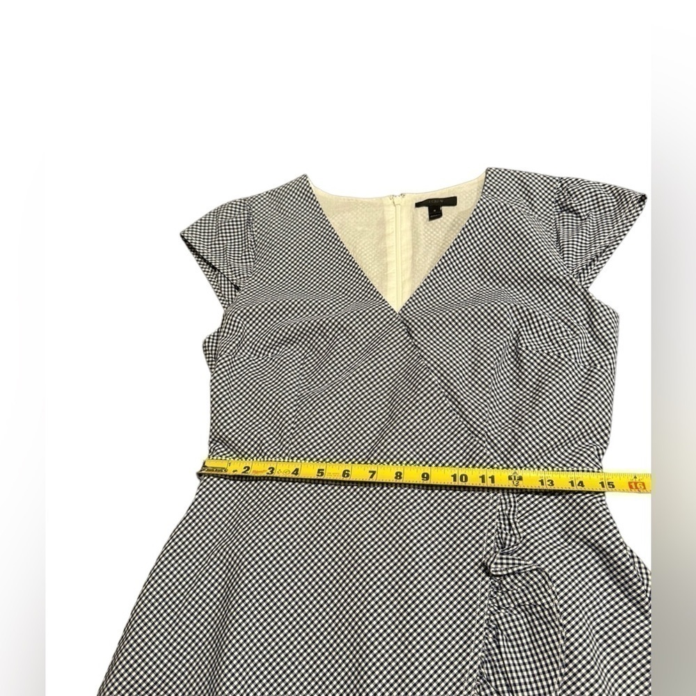 J. Crew Gingham Dress Blue and White Womens Size 6 Cap Sleeve 100% Cotton Poplin - Picture 8 of 15